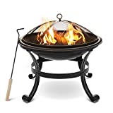 DATAGR, brasero de acero de 22 pulgadas para acampar, pantalla de malla DIY, durabilidad, cuenco a prueba de herrumbre, parrilla para barbacoa, hoguera al aire libre